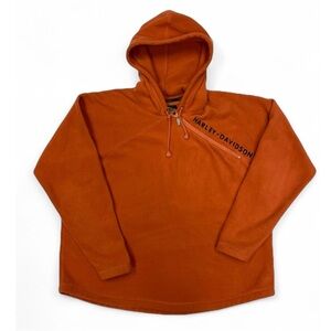 Harley-Davidson Women’s XL Fleece Hoodie Orange Pullover Zip Accent